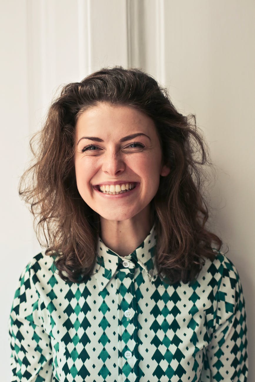 woman in collared shirt